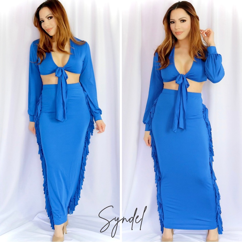 Royal Blue 2PC Women's Skirt Set